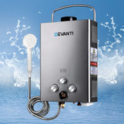 SportZone.co.nz Outdoor > Camping Devanti Portable Gas Water Heater 8L/Min With Pump LPG System Grey Devanti Portable Gas Water Heater 8L/Min With Pump LPG System Grey