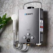 SportZone.co.nz Outdoor > Camping Devanti Portable Gas Water Heater 8L/Min With Pump LPG System Grey Devanti Portable Gas Water Heater 8L/Min With Pump LPG System Grey