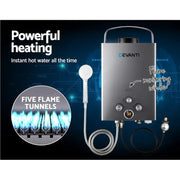 SportZone.co.nz Outdoor > Camping Devanti Portable Gas Water Heater 8L/Min With Pump LPG System Grey Devanti Portable Gas Water Heater 8L/Min With Pump LPG System Grey