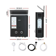 SportZone.co.nz Outdoor Recreation > Camping > Portable Toilets & Showers Devanti Portable Gas Water Heater LPG Powered System- Black Devanti Portable Gas Water Heater LPG Powered System- Black