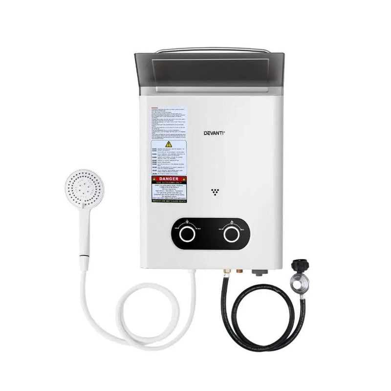 SportZone.co.nz Outdoor Recreation > Camping > Portable Toilets & Showers Devanti Portable Gas Water Heater LPG Powered System- White Devanti Portable Gas Water Heater LPG Powered System- White