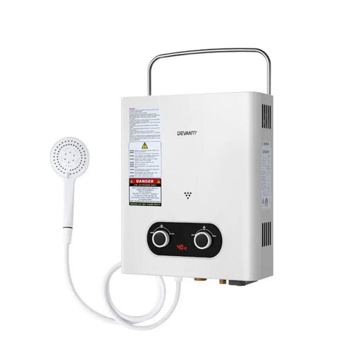 SportZone.co.nz Outdoor Recreation > Camping > Portable Toilets & Showers Devanti Portable Gas Water Heater LPG Powered System- White Devanti Portable Gas Water Heater LPG Powered System- White