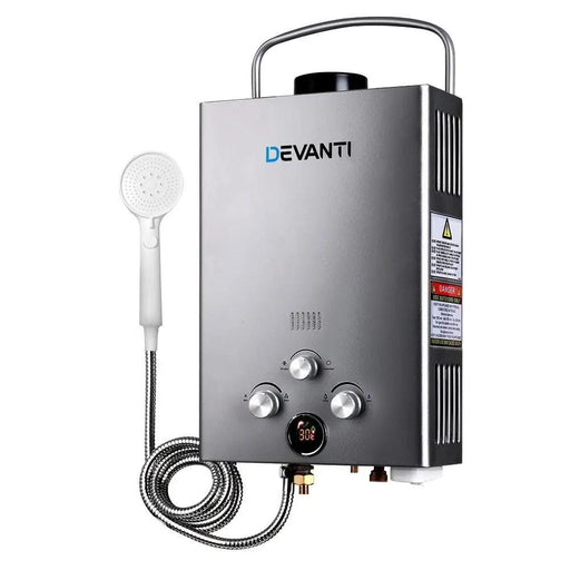 SportZone.co.nz Outdoor Recreation > Camping > Camping Appliances Devanti Portable Gas Water Heater LPG System Grey Devanti Portable Gas Water Heater LPG System Grey