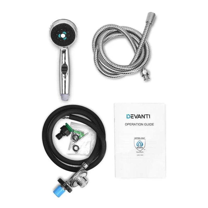 SportZone.co.nz Outdoor Recreation > Camping > Camping Appliances Devanti Portable Gas Water Heater LPG System Grey Devanti Portable Gas Water Heater LPG System Grey