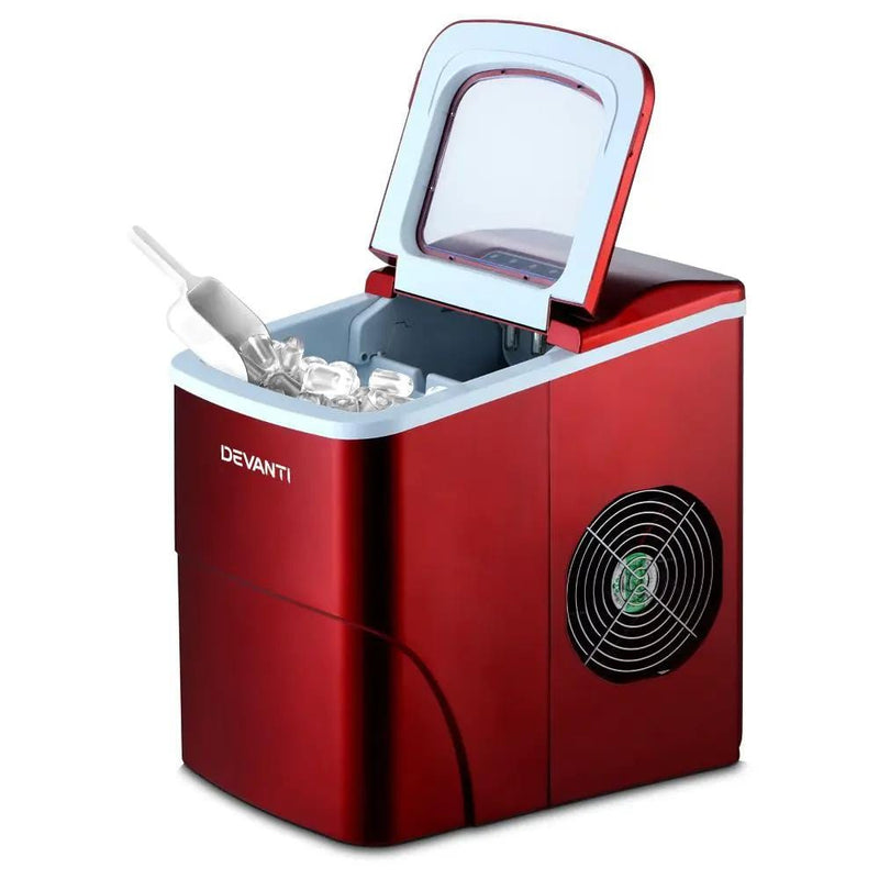 SportZone.co.nz Appliances > Kitchen Appliances > Ice Makers DEVANTi Portable Ice Cube Maker Machine 2L Home Bar Benchtop Easy Quick Red DEVANTi Portable Ice Cube Maker Machine 2L Home Bar Benchtop Easy Quick Red