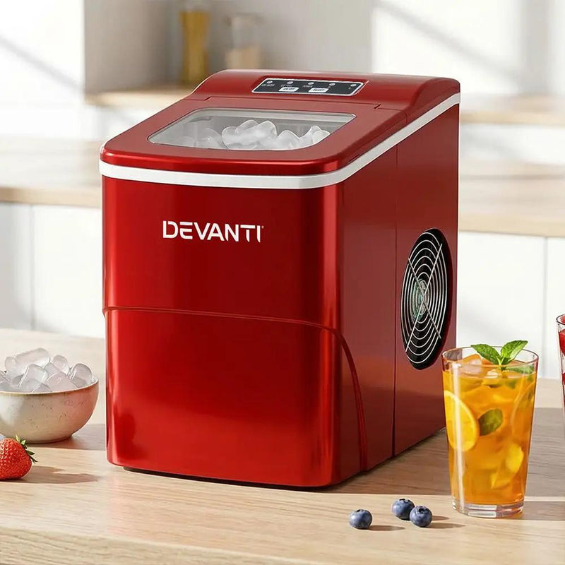 SportZone.co.nz Appliances > Kitchen Appliances > Ice Makers DEVANTi Portable Ice Cube Maker Machine 2L Home Bar Benchtop Easy Quick Red DEVANTi Portable Ice Cube Maker Machine 2L Home Bar Benchtop Easy Quick Red