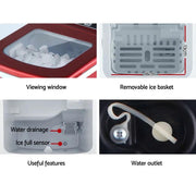 SportZone.co.nz Appliances > Kitchen Appliances > Ice Makers DEVANTi Portable Ice Cube Maker Machine 2L Home Bar Benchtop Easy Quick Red DEVANTi Portable Ice Cube Maker Machine 2L Home Bar Benchtop Easy Quick Red