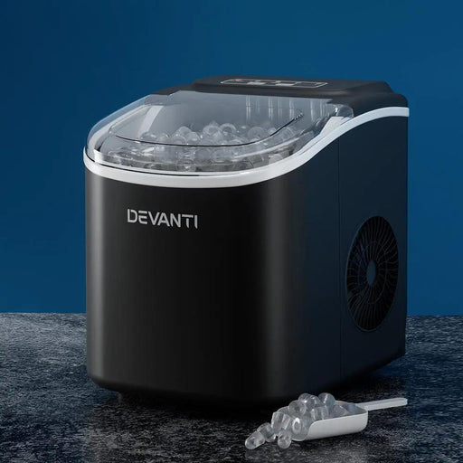 Devanti Portable Ice Maker Machine Ice Cube Tray 12kg Bar Countertop Black by SportZone.co.nz
