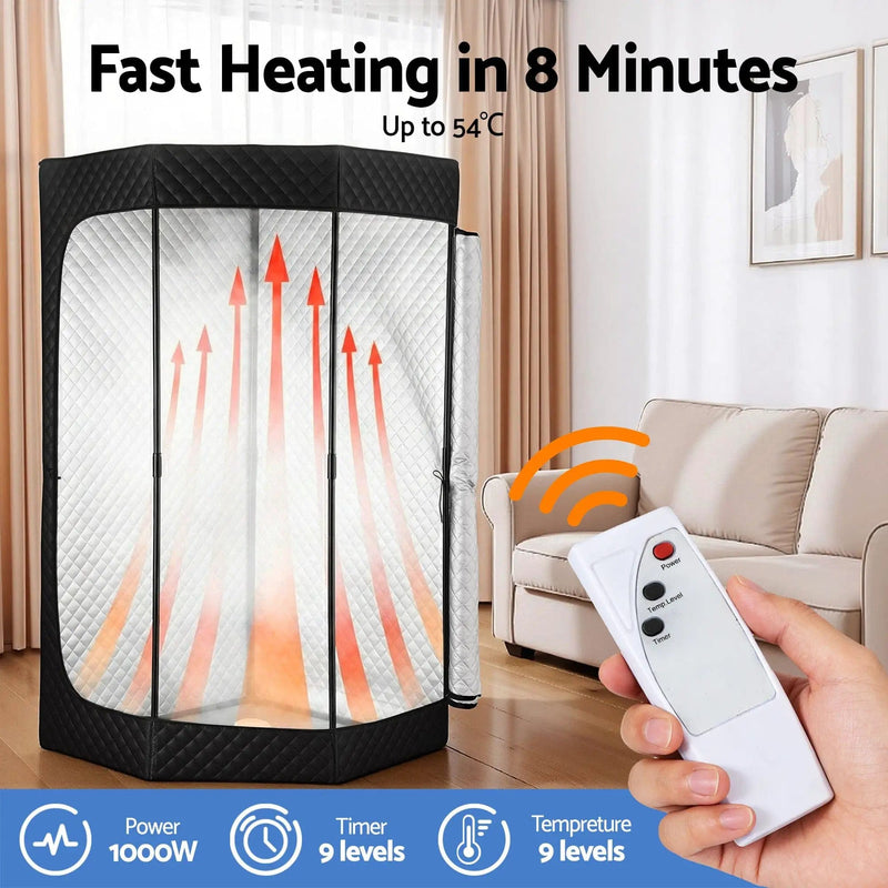 SportZone.co.nz Appliances > Kitchen Appliances > Speciality Appliances Devanti Portable Steam Sauna Tent 1000W 3L Steamer Pot Full Body Home SPA Timer Devanti Portable Steam Sauna Tent 1000W 3L Steamer Pot Full Body Home SPA Timer