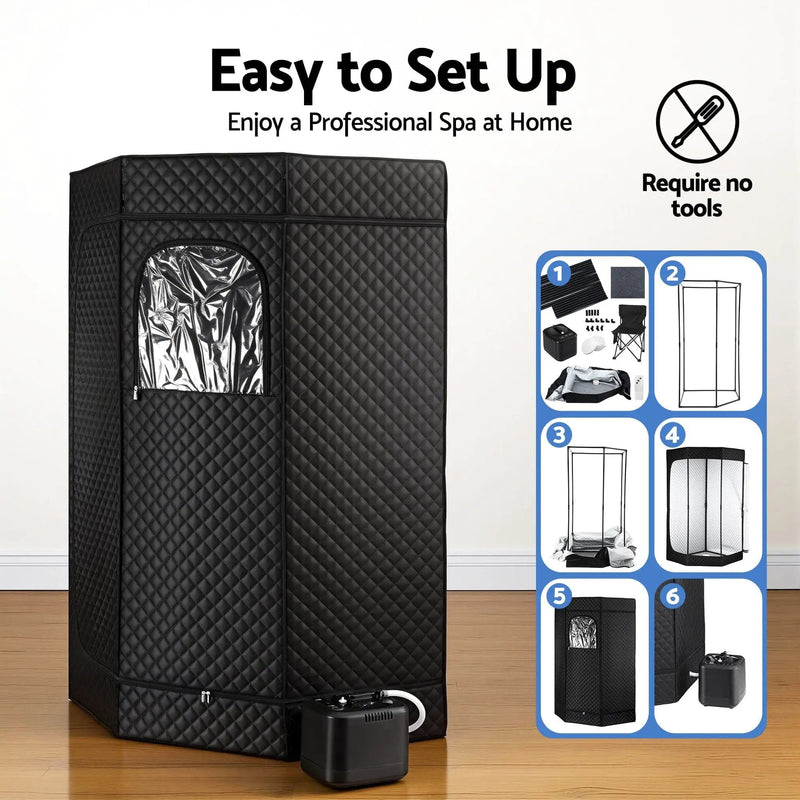 SportZone.co.nz Appliances > Kitchen Appliances > Speciality Appliances Devanti Portable Steam Sauna Tent 1000W 3L Steamer Pot Full Body Home SPA Timer Devanti Portable Steam Sauna Tent 1000W 3L Steamer Pot Full Body Home SPA Timer