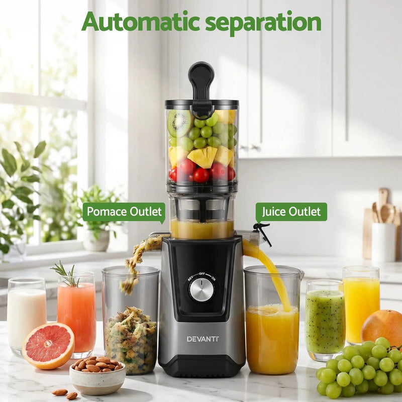 SportZone.co.nz Commercial > Commercial Others > Distilling & Brewing DEVANTI Slow Juicer Cold Press 200W for Fruit Vegetable Juice DEVANTI Slow Juicer Cold Press 200W for Fruit Vegetable Juice