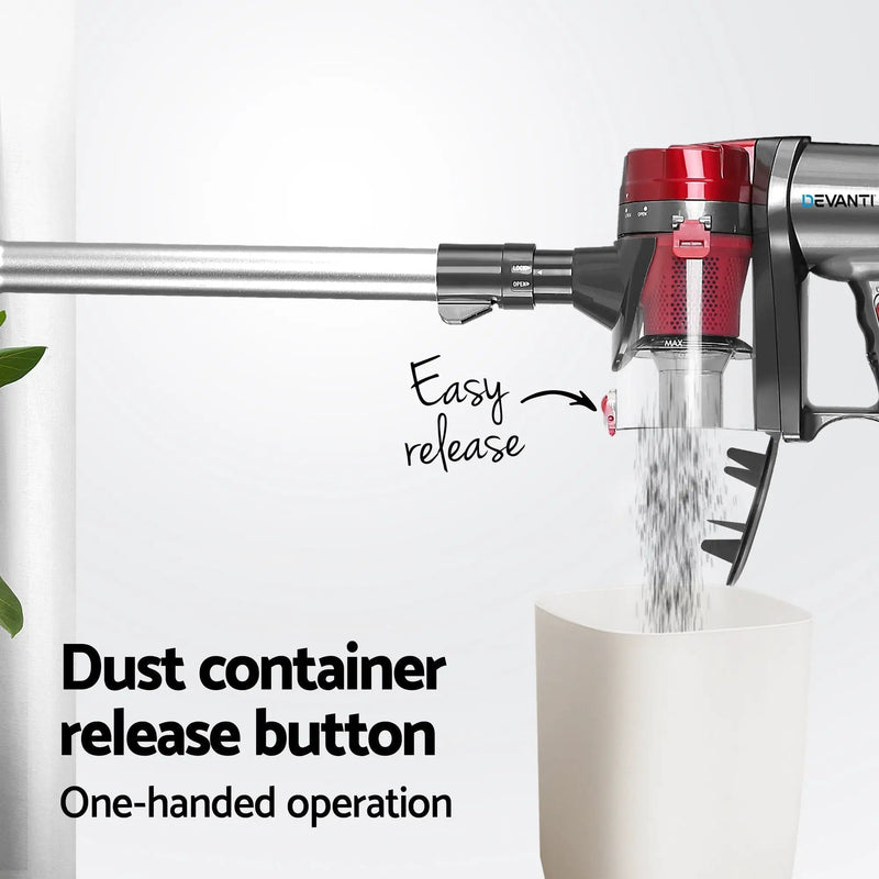 Devanti Stick Vacuum Cleaner Handheld Corded 450W Red by SportZone.co.nz