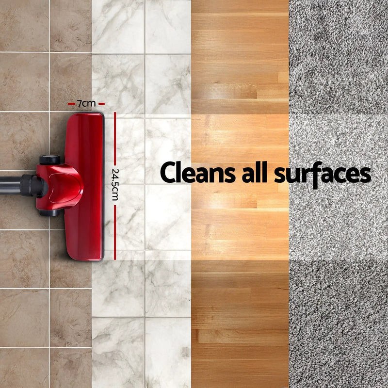 Devanti Stick Vacuum Cleaner Handheld Corded 450W Red by SportZone.co.nz