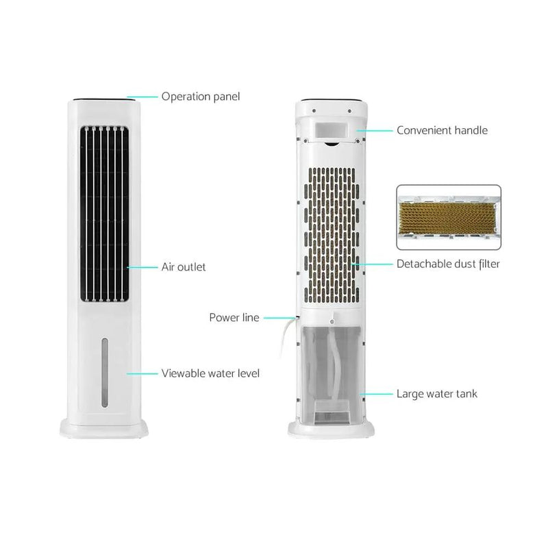 Devanti Tower Evaporative Air Cooler Conditioner Portable Cool Fan Humidifier 6L by SportZone.co.nz