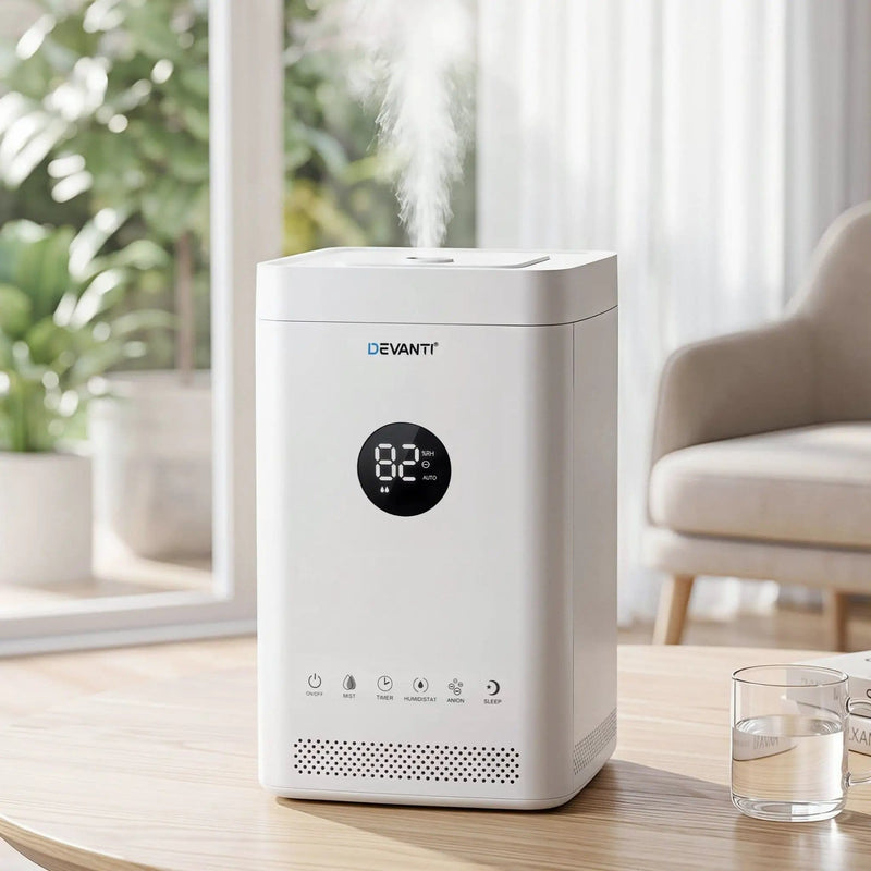 SportZone.co.nz Appliances > Aroma Diffusers & Humidifiers > Humidifiers Devanti Ultrasonic Humidifier Air Purifier Top Fill Auto Humidity 3.5L White Devanti Ultrasonic Humidifier Air Purifier Top Fill Auto Humidity 3.5L White