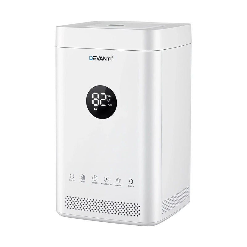 SportZone.co.nz Appliances > Aroma Diffusers & Humidifiers > Humidifiers Devanti Ultrasonic Humidifier Air Purifier Top Fill Auto Humidity 3.5L White Devanti Ultrasonic Humidifier Air Purifier Top Fill Auto Humidity 3.5L White