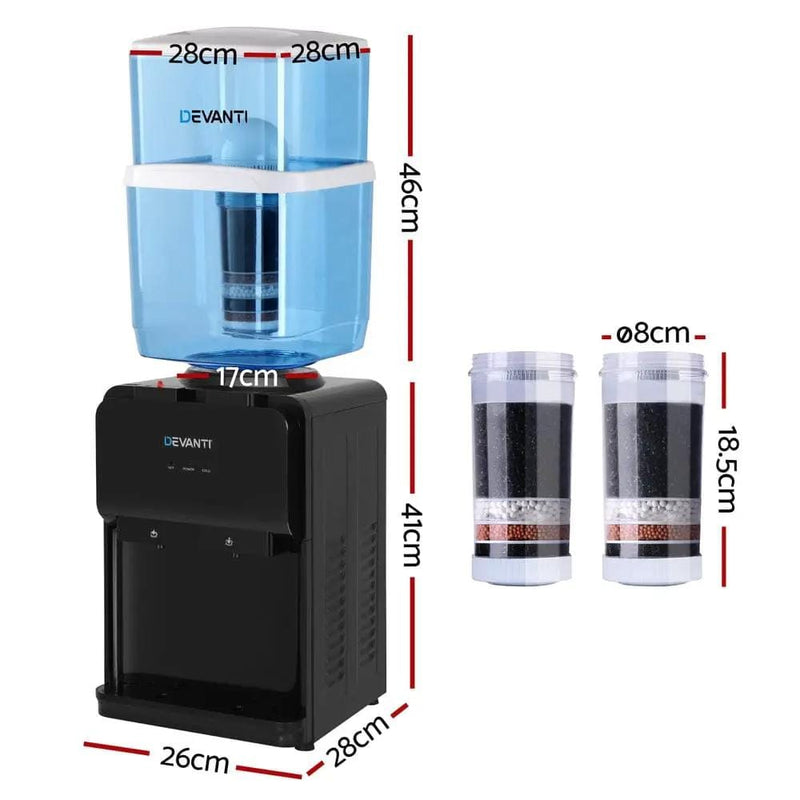 SportZone.co.nz Appliances > Kitchen Appliances > Water Dispensers Devanti Water Cooler Dispenser 22L Bench Top Chiller Purifier Filter Hot Cold Black Devanti Water Cooler Dispenser 22L Bench Top Chiller Purifier Filter Hot Cold Black
