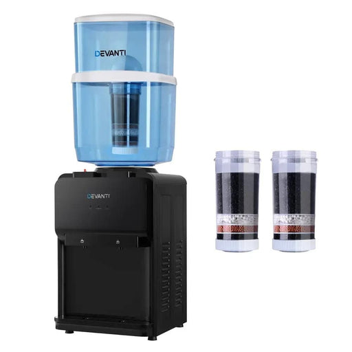 SportZone.co.nz Appliances > Kitchen Appliances > Water Dispensers Devanti Water Cooler Dispenser 22L Bench Top Chiller Purifier Filter Hot Cold Black Devanti Water Cooler Dispenser 22L Bench Top Chiller Purifier Filter Hot Cold Black