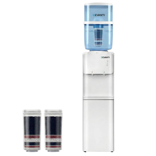 SportZone.co.nz Appliances > Kitchen Appliances > Water Dispensers Devanti Water Cooler Dispenser Stand 22L Bottle White w/2 Filter Devanti Water Cooler Dispenser Stand 22L Bottle White w/2 Filter