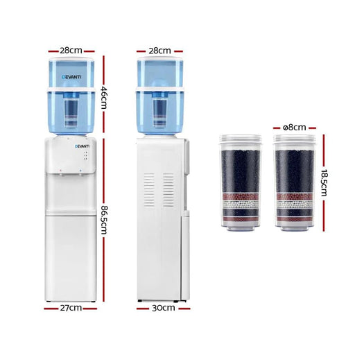 SportZone.co.nz Appliances > Kitchen Appliances > Water Dispensers Devanti Water Cooler Dispenser Stand 22L Bottle White w/2 Filter Devanti Water Cooler Dispenser Stand 22L Bottle White w/2 Filter