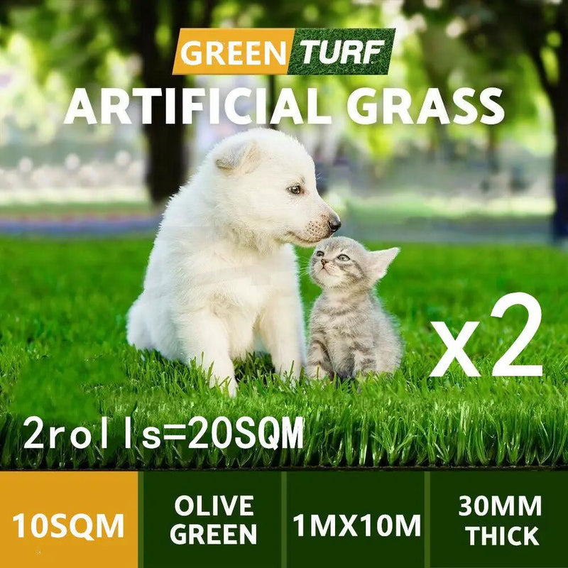 Two Pieces 1X10M Artificial Grass 30MM 20M2 by salelink.co.nz