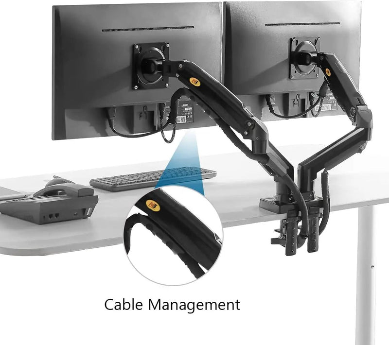 Dual Monitor Full Motion Desk Mount with Gas Spring for Two Computer Monitors 17'' - 27" by salelink.co.nz