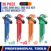 37Pc Hex & Torx Key Set Extra Long Allen Wrench Ball End Tamper Proof Metric/SAE by salelink.co.nz