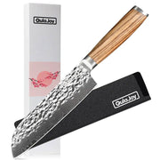 Qulajoy Nakiri Chef Knife 6.5 Inch - Professional Japanese 67 Layers Damascus VG-10 Steel - Hammered Vegetable Cutting Knife - Zebrawood Handle With Sheath - Santoku by China Dropship
