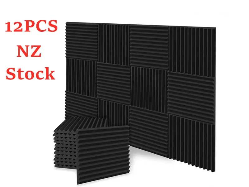 12PCS Studio Acoustic Foam Sound Absorption Proofing Panel Wedge Soundproofing by salelink.co.nz