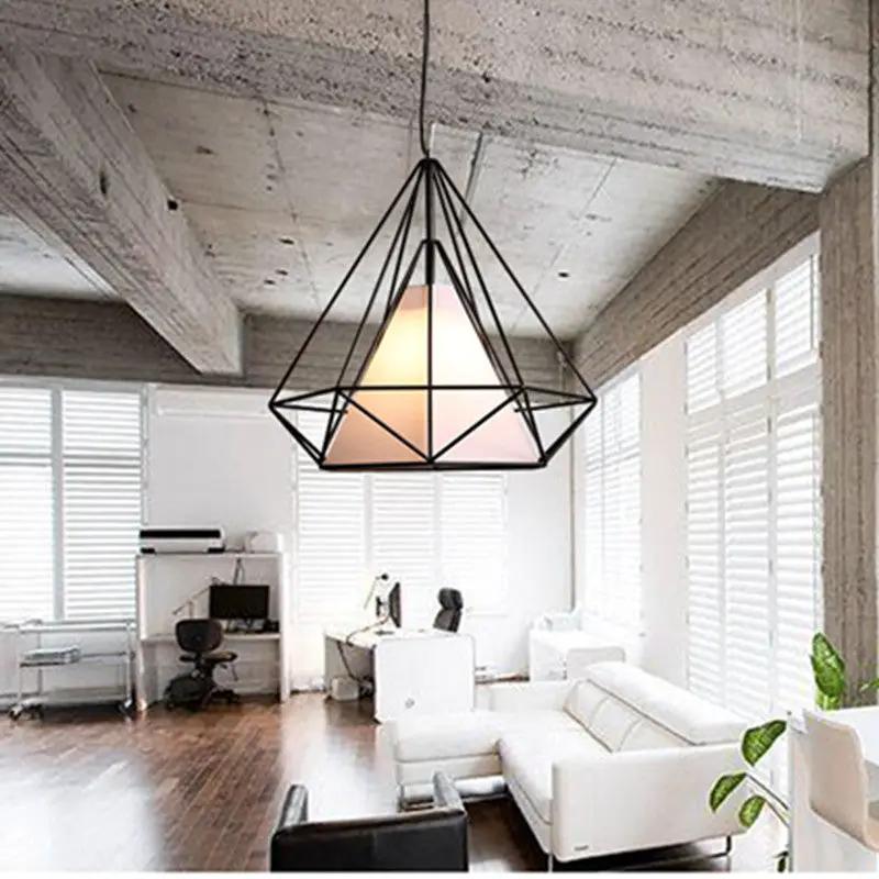 Pendant Hanging Light Lampshade Metal Diamond Black by salelink.co.nz