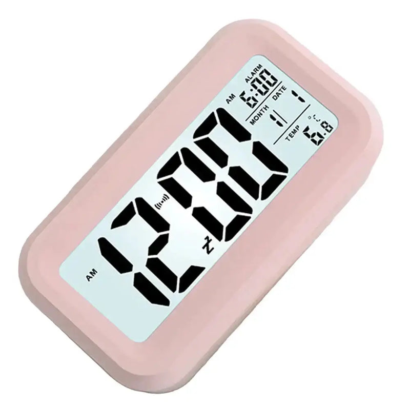 Digital Alarm Clock – Battery Operated with Indoor Temperature & Light Sensor Backlight (3 colors available) by Habicare