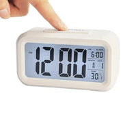 Digital Alarm Clock – Battery Operated with Indoor Temperature & Light Sensor Backlight (3 colors available) by Habicare