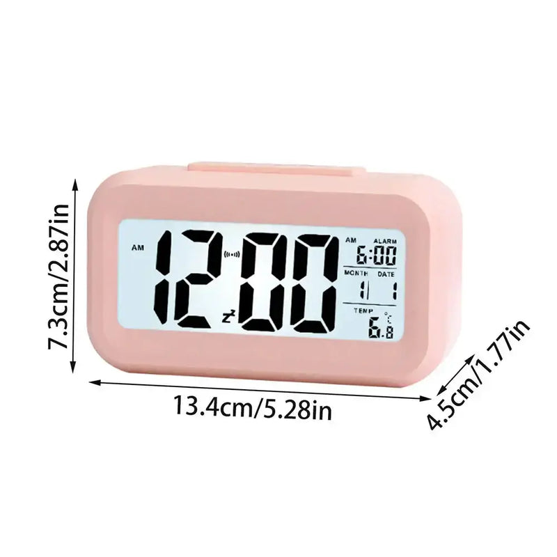 Digital Alarm Clock – Battery Operated with Indoor Temperature & Light Sensor Backlight (3 colors available) by Habicare