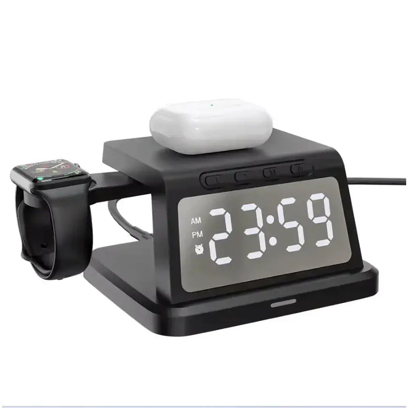 techplus Digital Alarm Clock Wireless Charger – 3W/5W/7.5W/10W Multifunction Charger TechPlus Digital Alarm Clock With Wireless Charger 10W