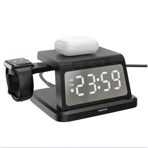 techplus Digital Alarm Clock Wireless Charger – 3W/5W/7.5W/10W Multifunction Charger TechPlus Digital Alarm Clock With Wireless Charger 10W
