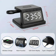 techplus Digital Alarm Clock Wireless Charger – 3W/5W/7.5W/10W Multifunction Charger TechPlus Digital Alarm Clock With Wireless Charger 10W