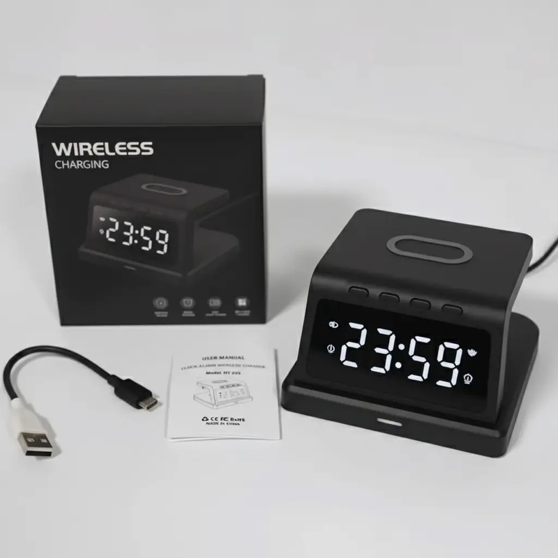 Digital Alarm Clock Wireless Charger – 3W/5W/7.5W/10W Multifunction Charger by techplus