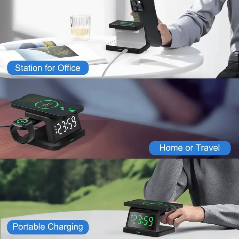 Digital Alarm Clock Wireless Charger – 3W/5W/7.5W/10W Multifunction Charger by techplus