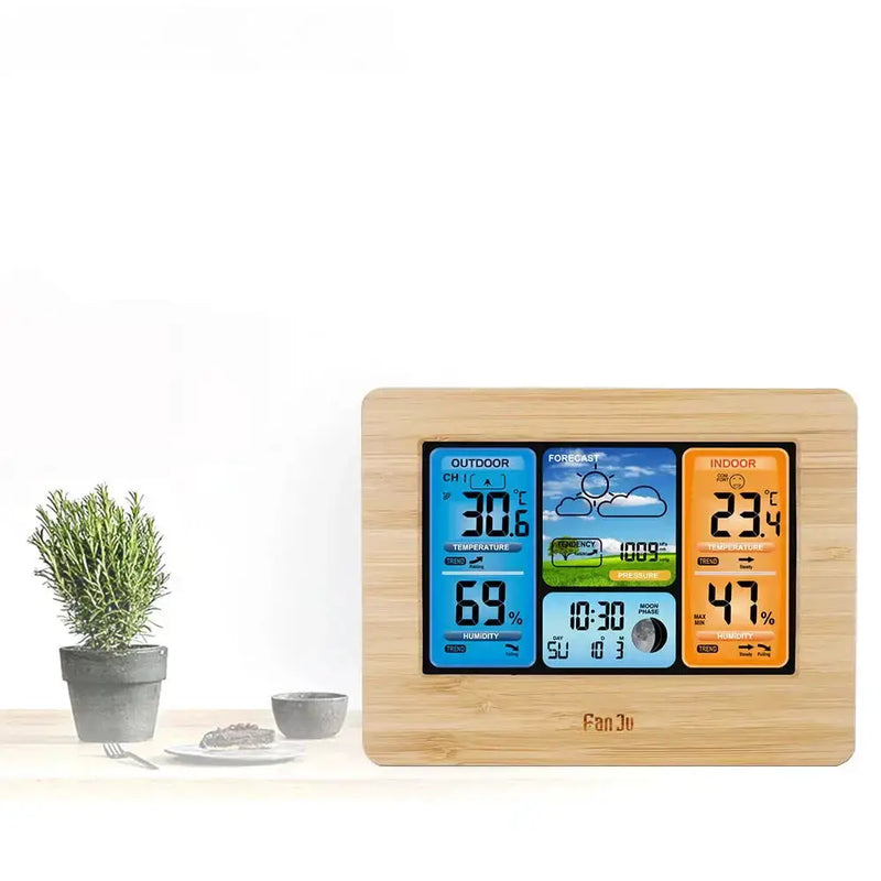 Digital Indoor-Outdoor Weather Station with Clock & Wireless Sensor (2 colours available) by Habicare