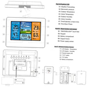 Digital Indoor-Outdoor Weather Station with Clock & Wireless Sensor (2 colours available) by Habicare