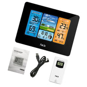 Digital Indoor-Outdoor Weather Station with Clock & Wireless Sensor (2 colours available) by Habicare