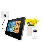 Digital Indoor-Outdoor Weather Station with Clock & Wireless Sensor (2 colours available) by Habicare