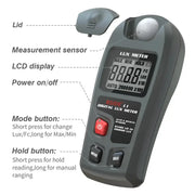Digital Lux Meter 0–200,000 Lux Light Tester by Habicare