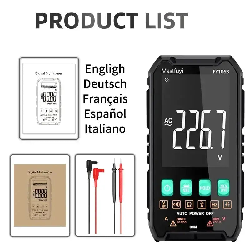 Digital Multimeter 600V AC/DC True RMS Auto-Range Tester (2 models available) by Habicare