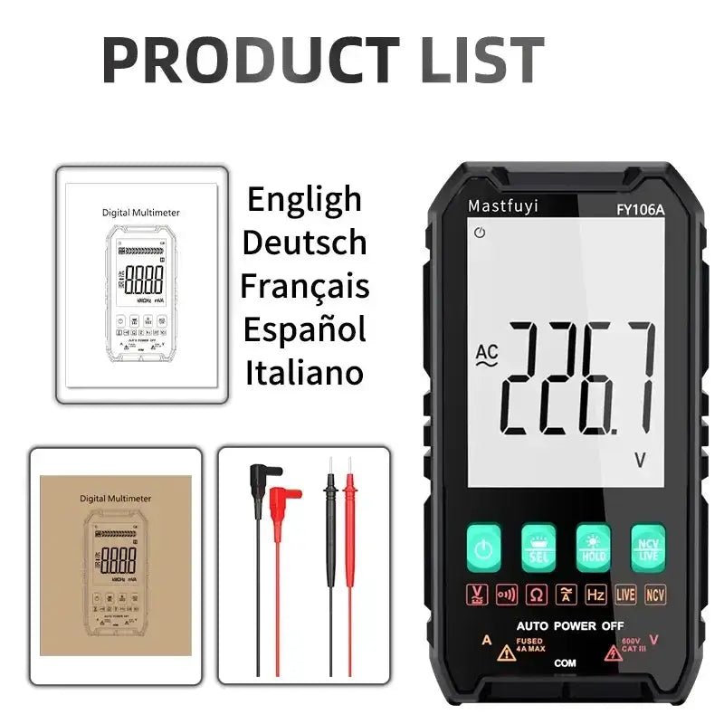Digital Multimeter 600V AC/DC True RMS Auto-Range Tester (2 models available) by Habicare