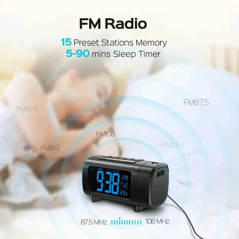 Digital Projection Alarm Clock Radio by Habicare