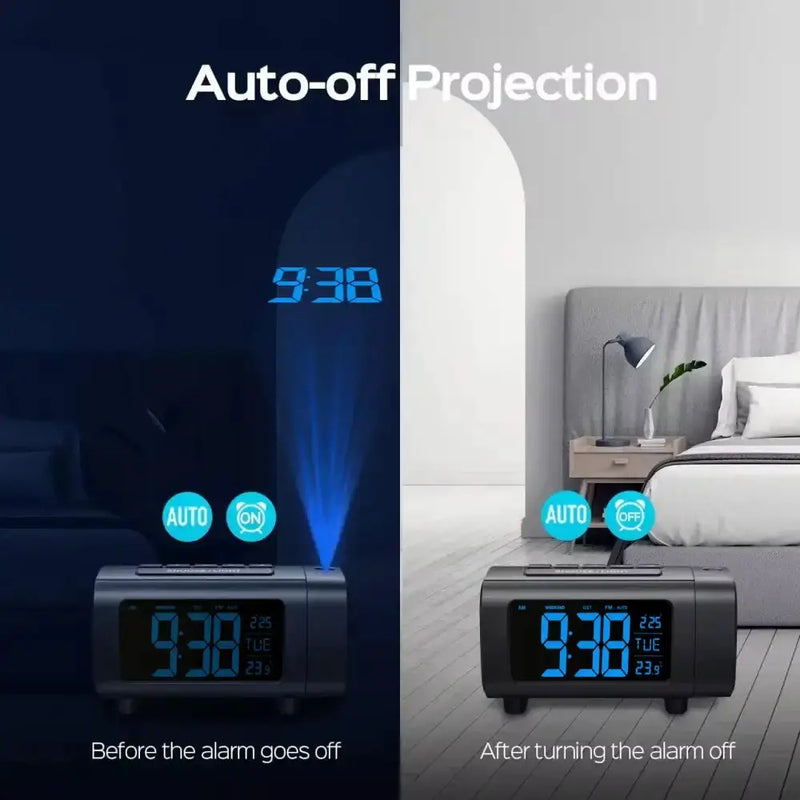 Digital Projection Alarm Clock Radio by Habicare