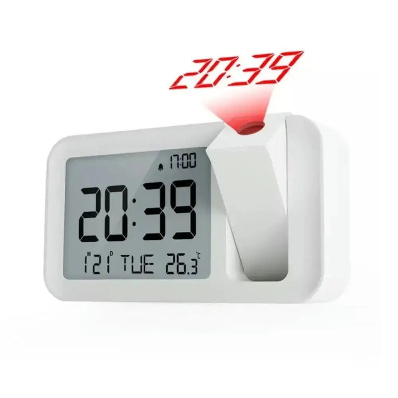 Digital Projection Alarm Clock – Rechargeable LED with USB Charger (Black & White) by Habicare