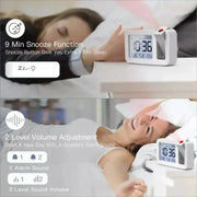 Digital Projection Alarm Clock – Rechargeable LED with USB Charger (Black & White) by Habicare