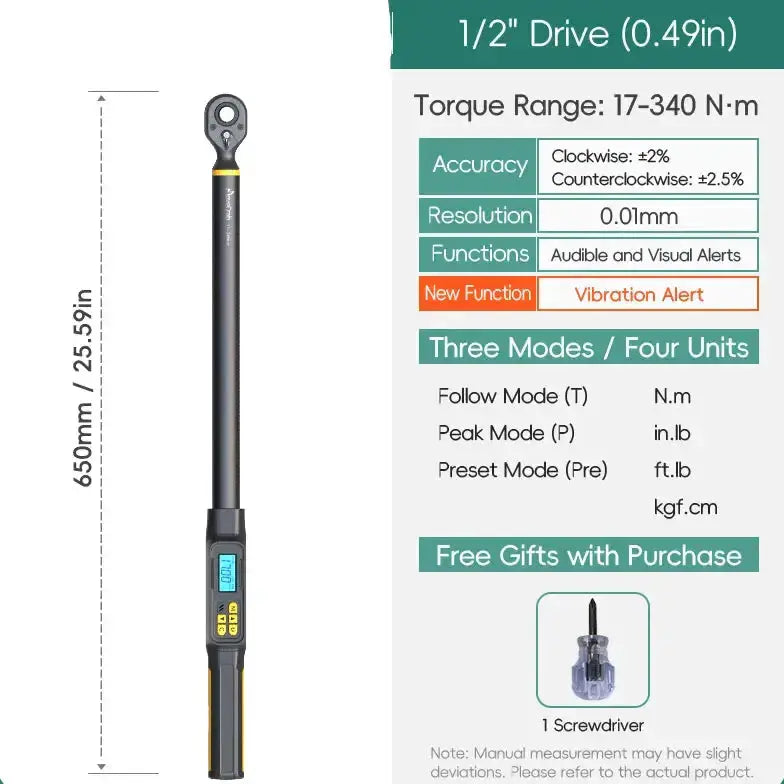 Habicare HBC Digital Torque Wrench 1.5–340 N·m (±2% Accuracy) (different models available) Digital Torque Wrench 1.5–340 N·m (±2% Accuracy) (different models available)